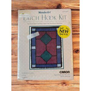 Vintage Caron Wonder Art-Stained Glass Latch Hook #4297 New 20x27
